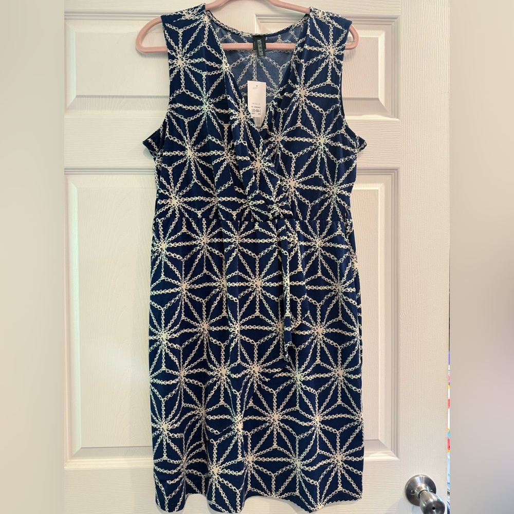 Elegant Navy Blue Patterned Dress